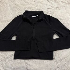 Cropped Sunday Best 1/4 Zip Longsleeve | Black | Small